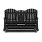 Sami 67 Inch Outdoor Adirondack Glider Loveseat Dropdown Cupholders Black By Casagear Home BM315938