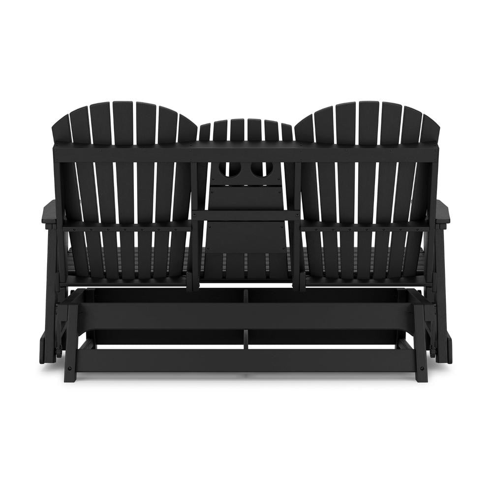 Ashley Sami 67 Inch Outdoor Adirondack Loveseat Cupholders Black