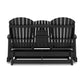 Sami 67 Inch Outdoor Adirondack Glider Loveseat Dropdown Cupholders Black By Casagear Home BM315938