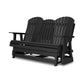 Sami 67 Inch Outdoor Adirondack Glider Loveseat Dropdown Cupholders Black By Casagear Home BM315938