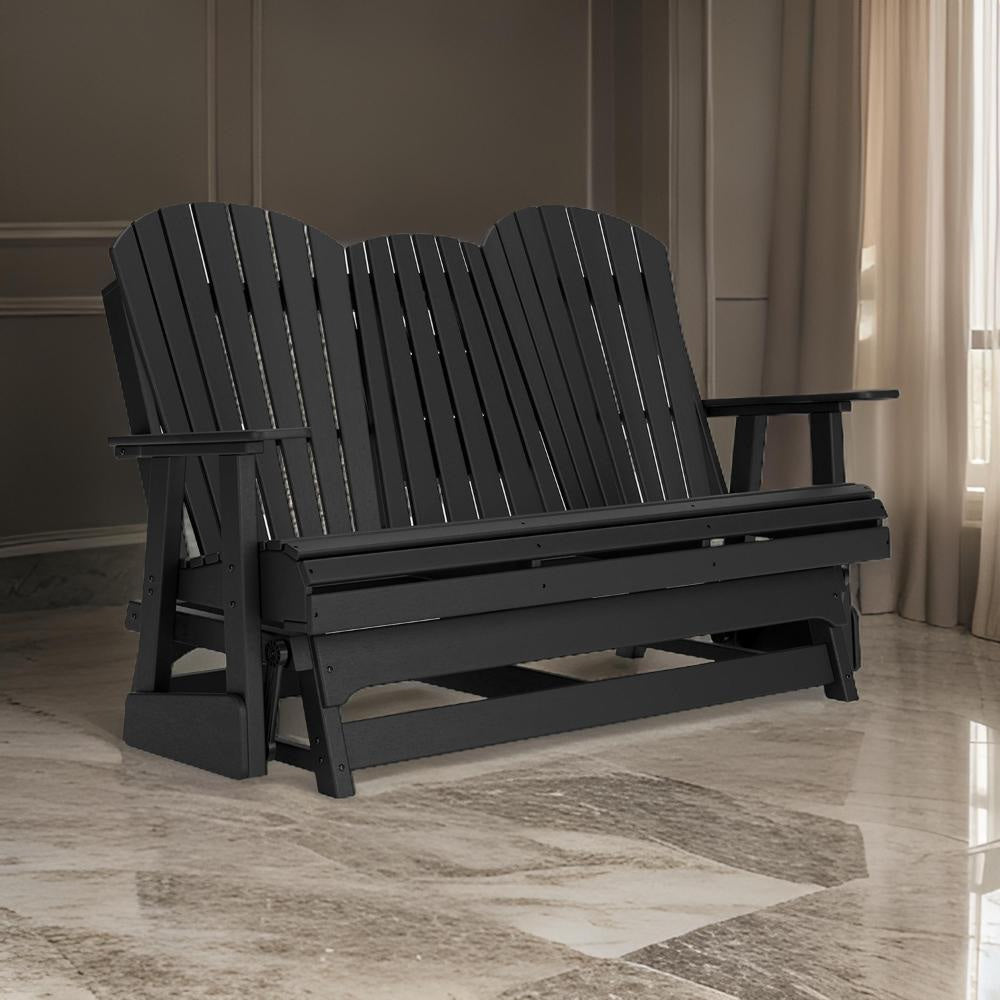 Ashley Sami 67 Inch Outdoor Adirondack Loveseat, Cupholders, Black