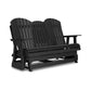 Sami 67 Inch Outdoor Adirondack Glider Loveseat Dropdown Cupholders Black By Casagear Home BM315938