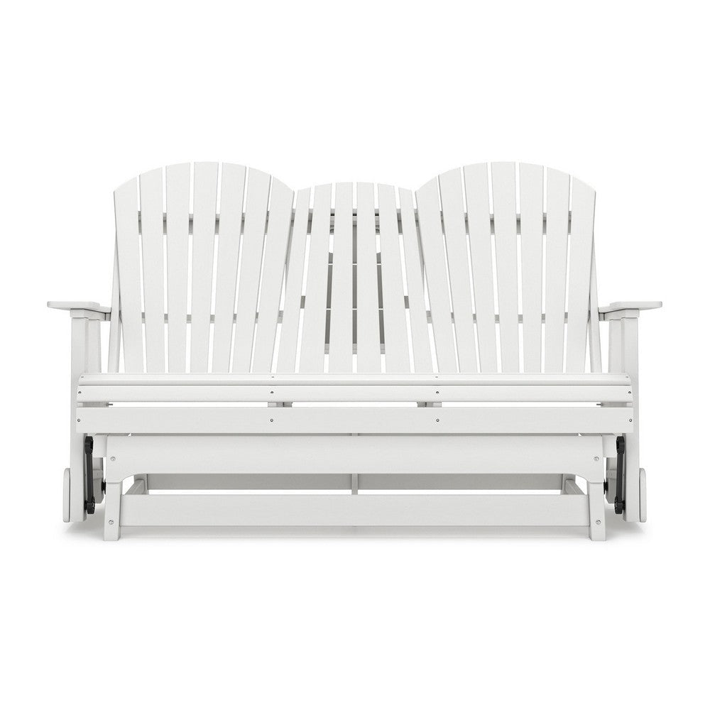 Ashley Sami 67 Inch Outdoor Adirondack Loveseat Cupholders White
