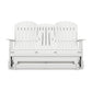 Sami 67 Inch Outdoor Adirondack Glider Loveseat Dropdown Cupholders White By Casagear Home BM315939