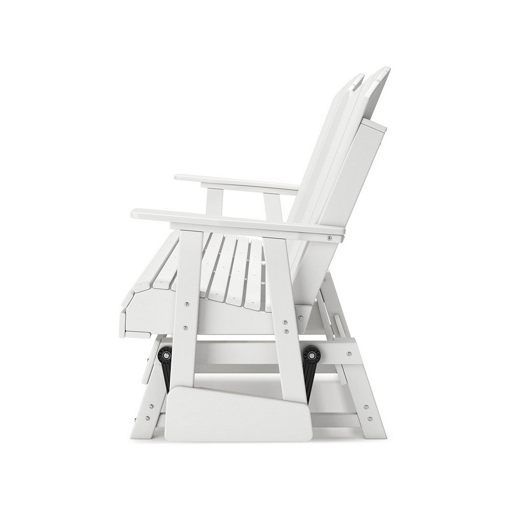 Ashley Sami 67 Inch Outdoor Adirondack Loveseat, Cupholders, White