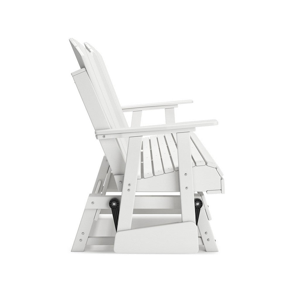 Ashley Sami 67 Inch Outdoor Adirondack Loveseat Cupholders White