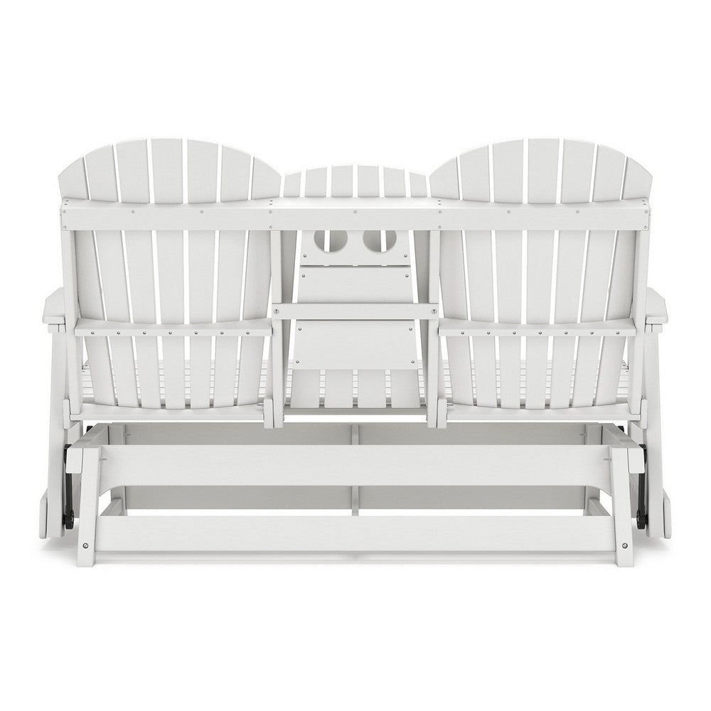 Ashley Sami 67 Inch Outdoor Adirondack Loveseat Cupholders White