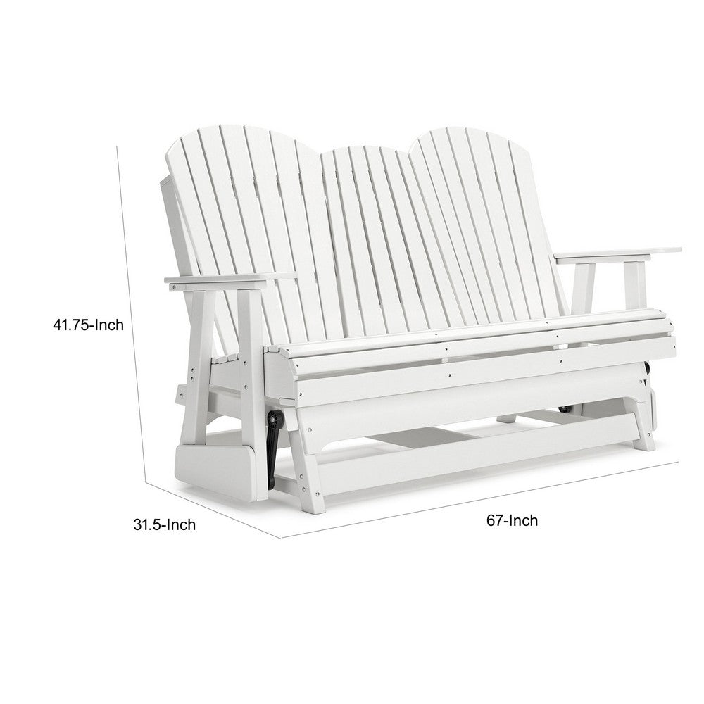 Ashley Sami 67 Inch Outdoor Adirondack Loveseat, Cupholders, White