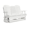 Sami 67 Inch Outdoor Adirondack Glider Loveseat Dropdown Cupholders White By Casagear Home BM315939