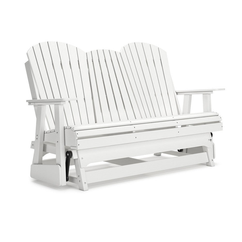 Ashley Sami 67 Inch Outdoor Adirondack Loveseat, Cupholders, White