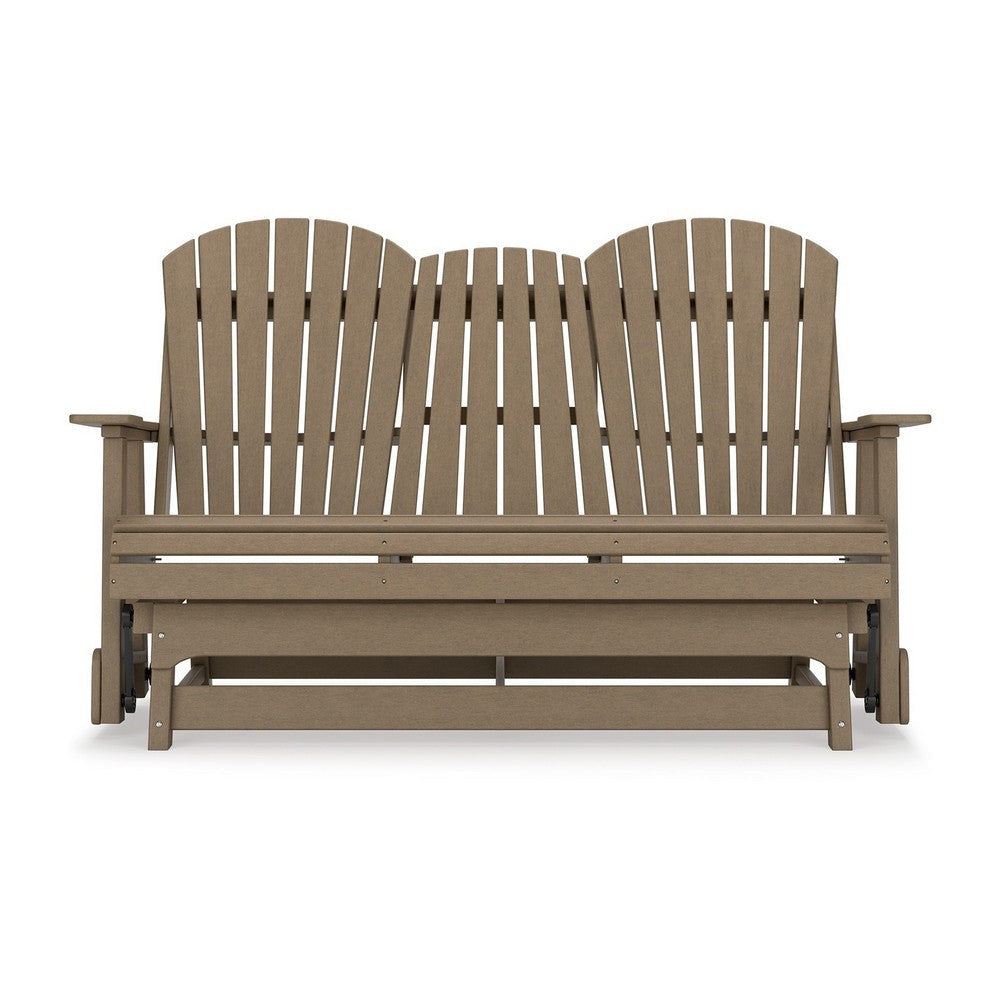 Ashley Sami 67 Inch Outdoor Adirondack Loveseat Cupholders Brown