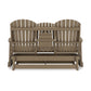 Sami 67 Inch Outdoor Adirondack Glider Loveseat Dropdown Cupholders Brown By Casagear Home BM315940