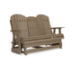 Ashley Sami 67 Inch Outdoor Adirondack Loveseat, Cupholders, Brown