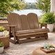 Ashley Sami 67 Inch Outdoor Adirondack Loveseat, Cupholders, Brown