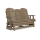 Ashley Sami 67 Inch Outdoor Adirondack Loveseat, Cupholders, Brown