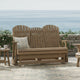 Ashley Sami 67 Inch Outdoor Adirondack Loveseat, Cupholders, Brown