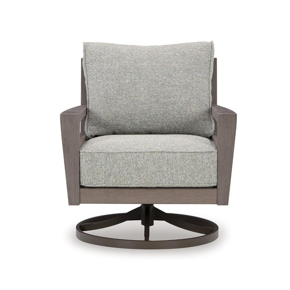 Ashley Karo 35’’ Outdoor Swivel Lounge Chair Cushioned Gray Brown BM315944
