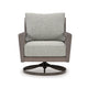 Ashley Karo 35" Outdoor Swivel Lounge Chair, Cushioned, Gray, Brown