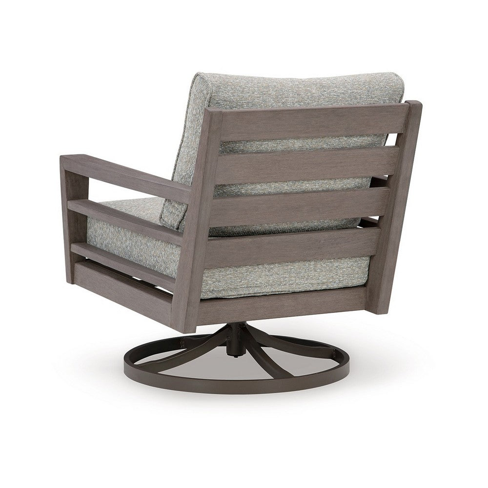 Ashley Karo 35" Outdoor Swivel Lounge Chair, Cushioned, Gray, Brown