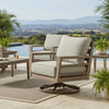 Ashley Karo 35" Outdoor Swivel Lounge Chair, Cushioned, Gray, Brown