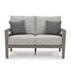 Ashley Karo 55" Outdoor Loveseat, Cushioned Seat, Gray, Brown