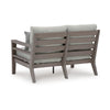 Ashley Karo 55" Outdoor Loveseat, Cushioned Seat, Gray, Brown