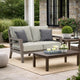 Ashley Karo 55" Outdoor Loveseat, Cushioned Seat, Gray, Brown