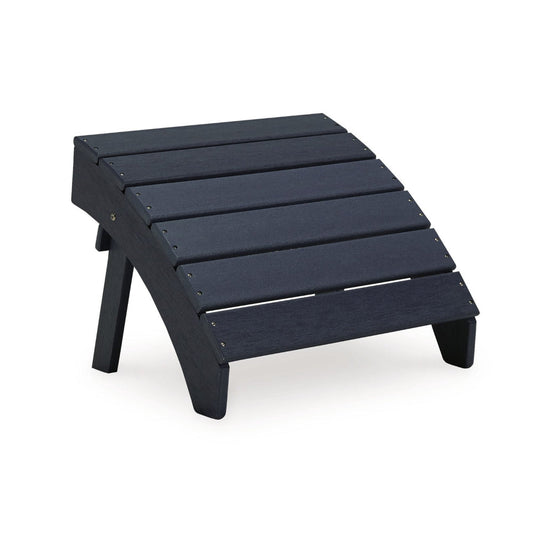 Sami 20 Inch Outdoor Ottoman, Slatted Design, Sloped Arc, Black Finish By Casagear Home