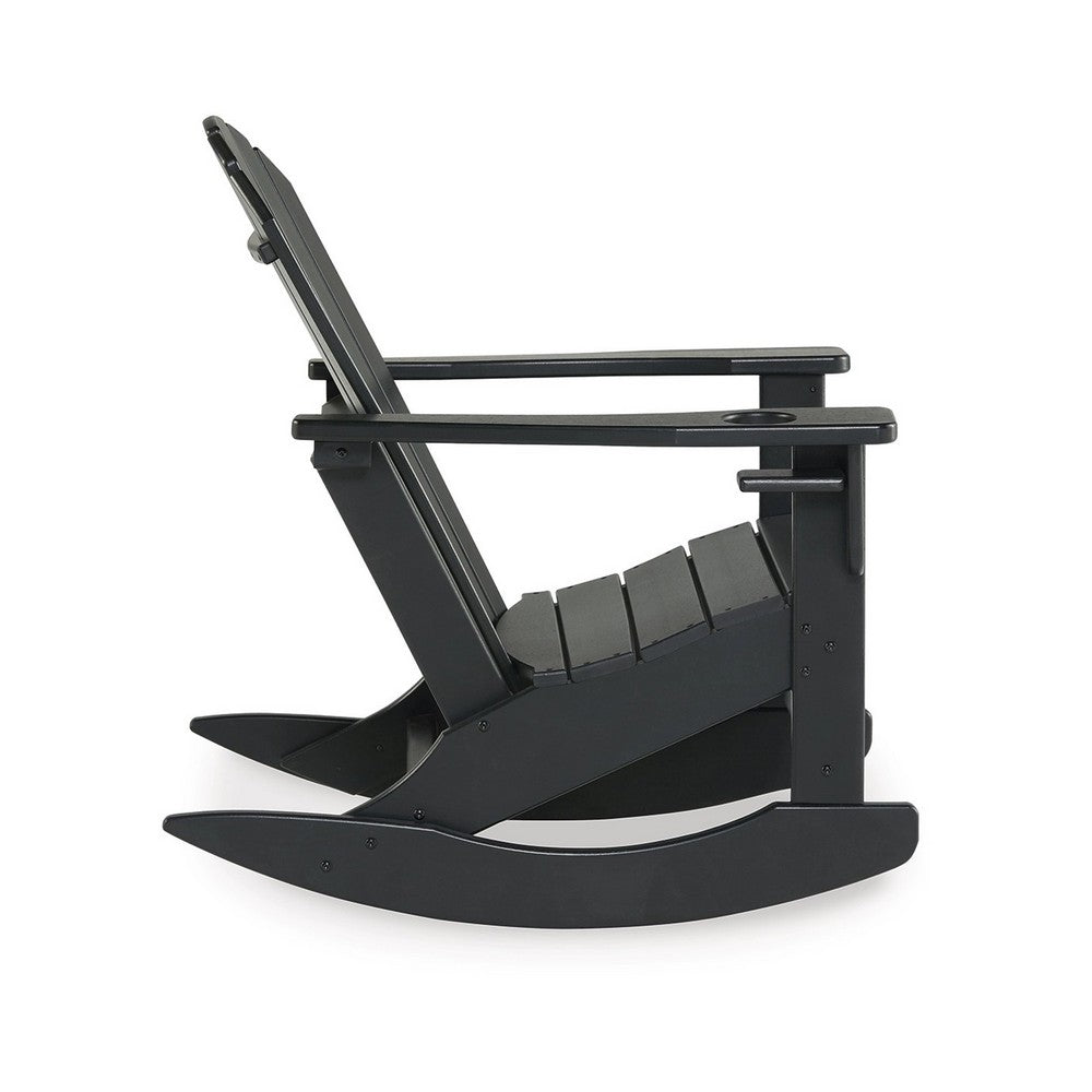 Ashley Sami 35" Outdoor Rocking Chair, Slatted, Black Finish