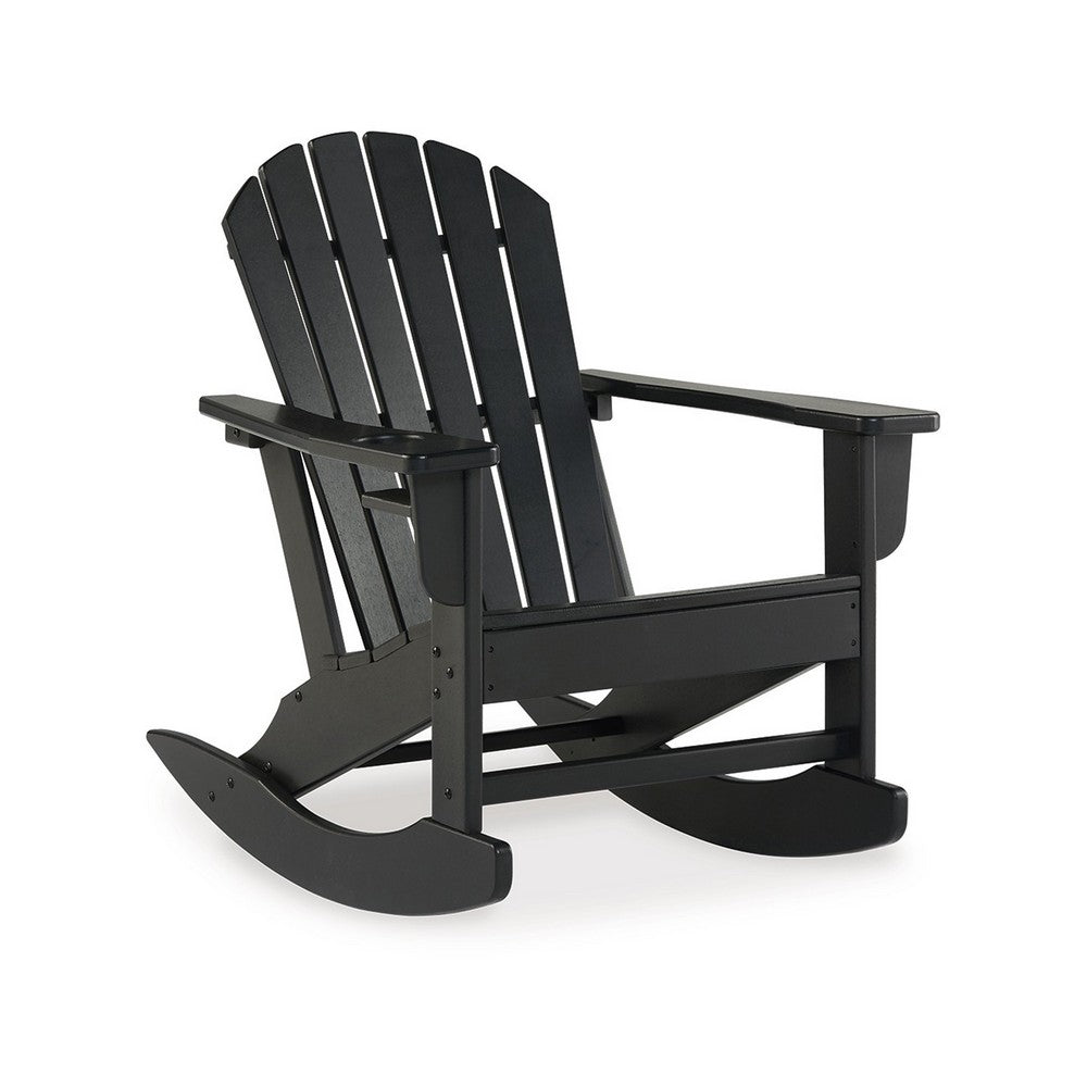Ashley Sami 35" Outdoor Rocking Chair, Slatted, Black Finish