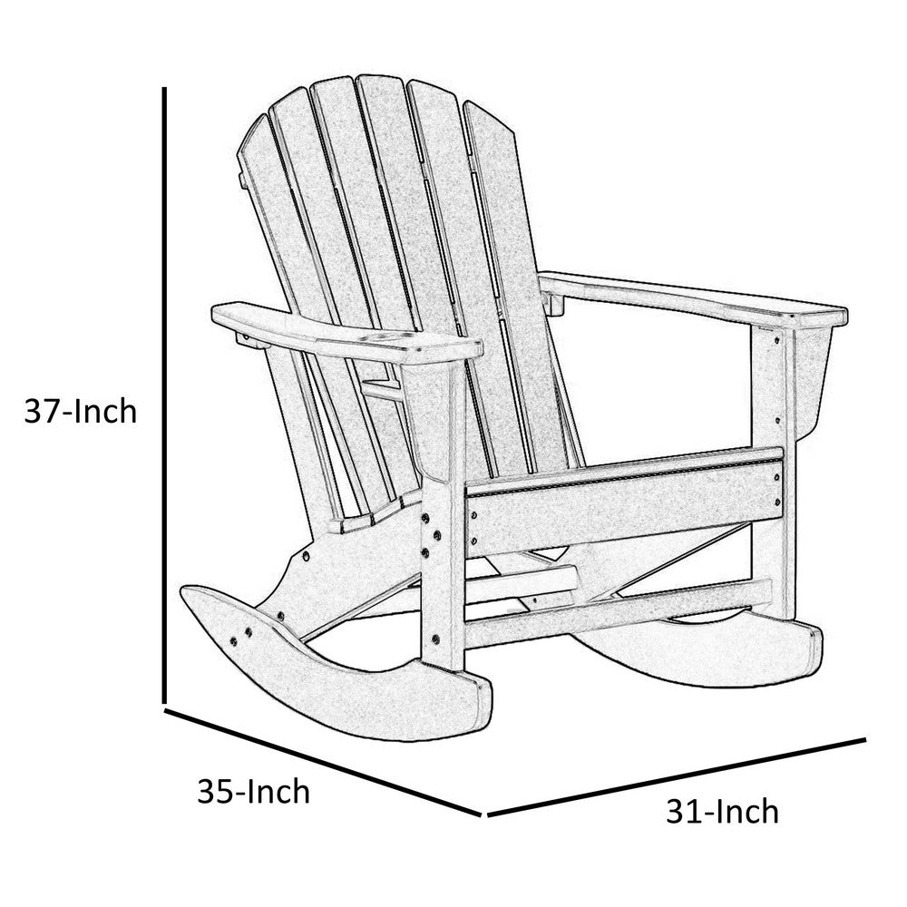 Ashley Sami 35" Outdoor Rocking Chair, Slatted, Black Finish