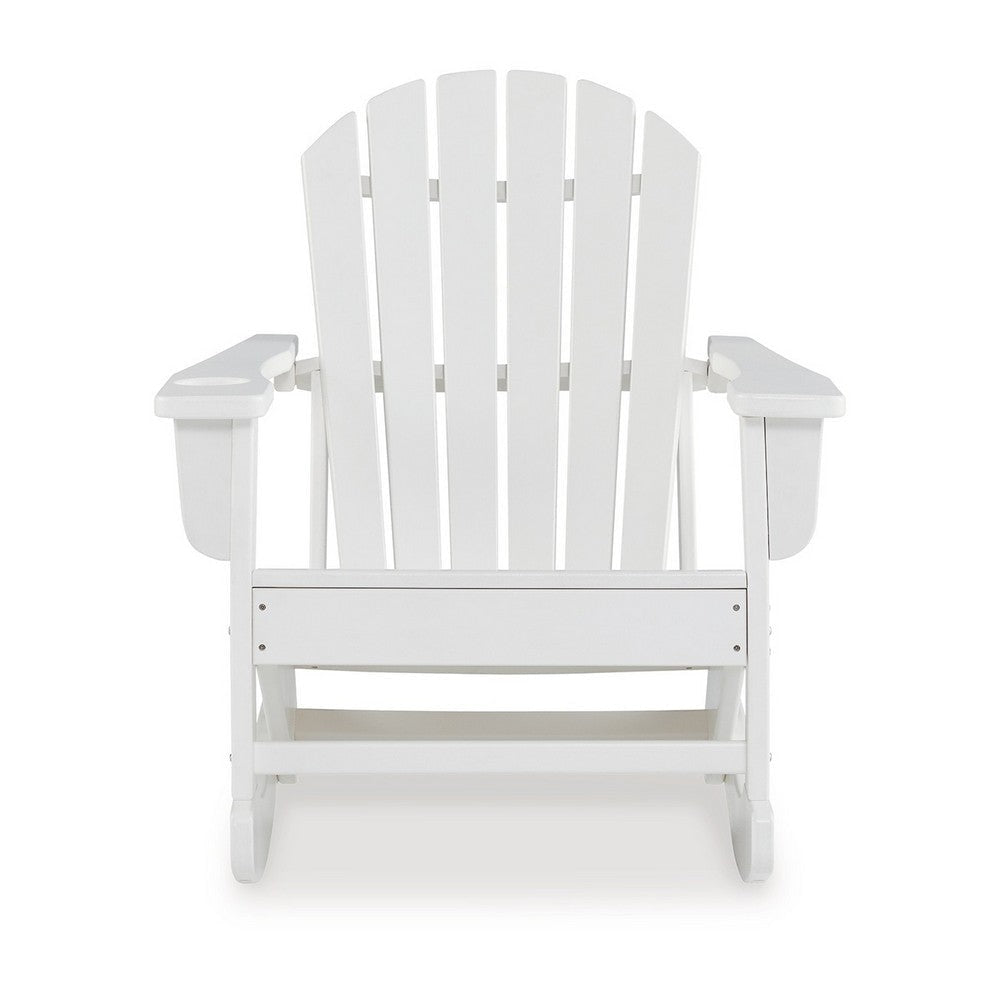 Ashley Sami 35’’ Outdoor Rocking Chair Slatted White Finish BM315949