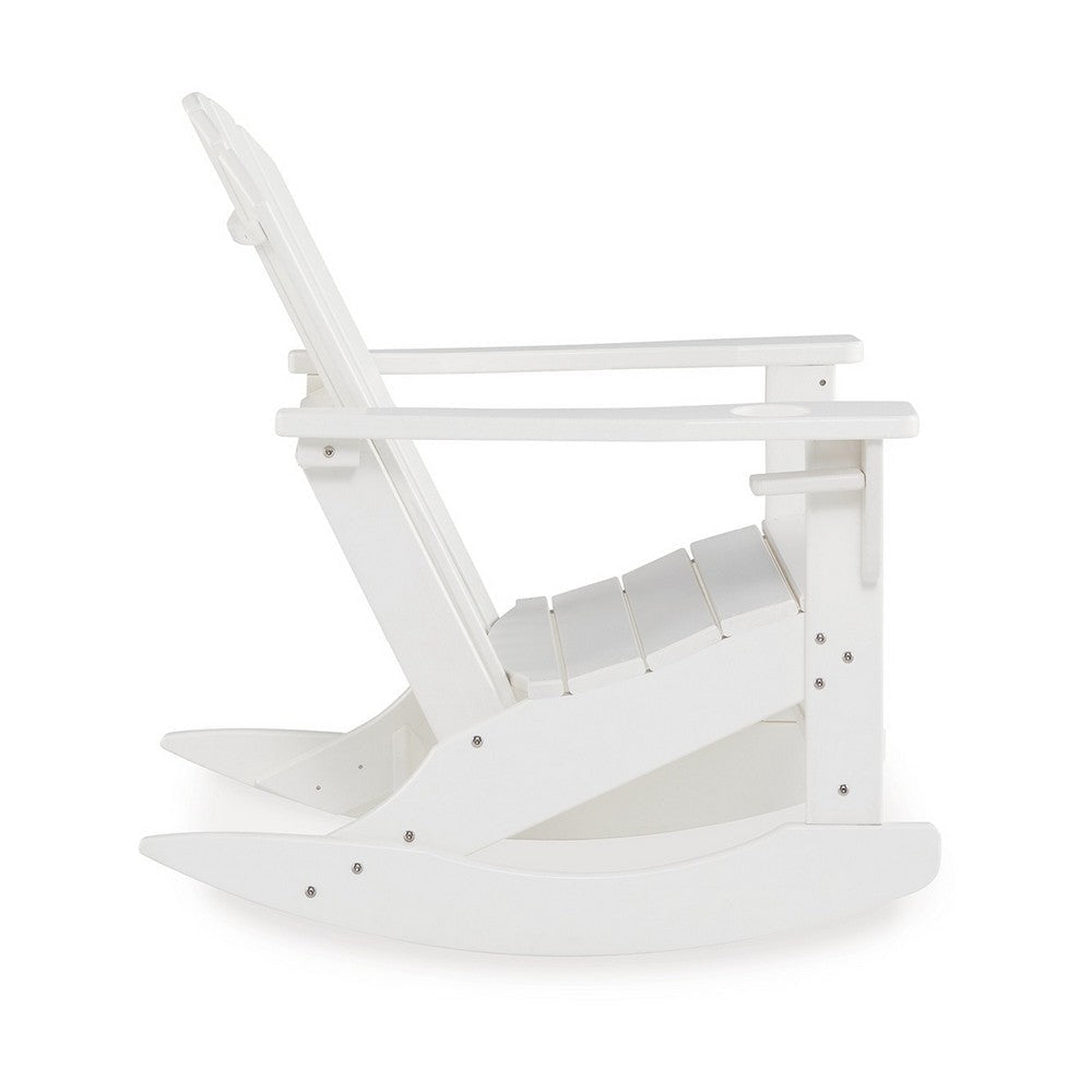 Ashley Sami 35’’ Outdoor Rocking Chair Slatted White Finish BM315949