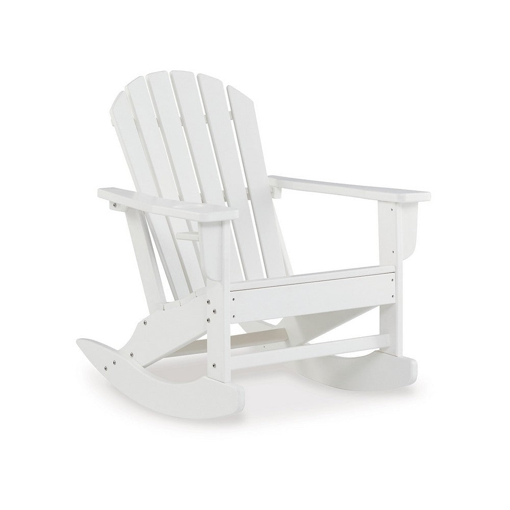 Ashley Sami 35" Outdoor Rocking Chair, Slatted, White Finish