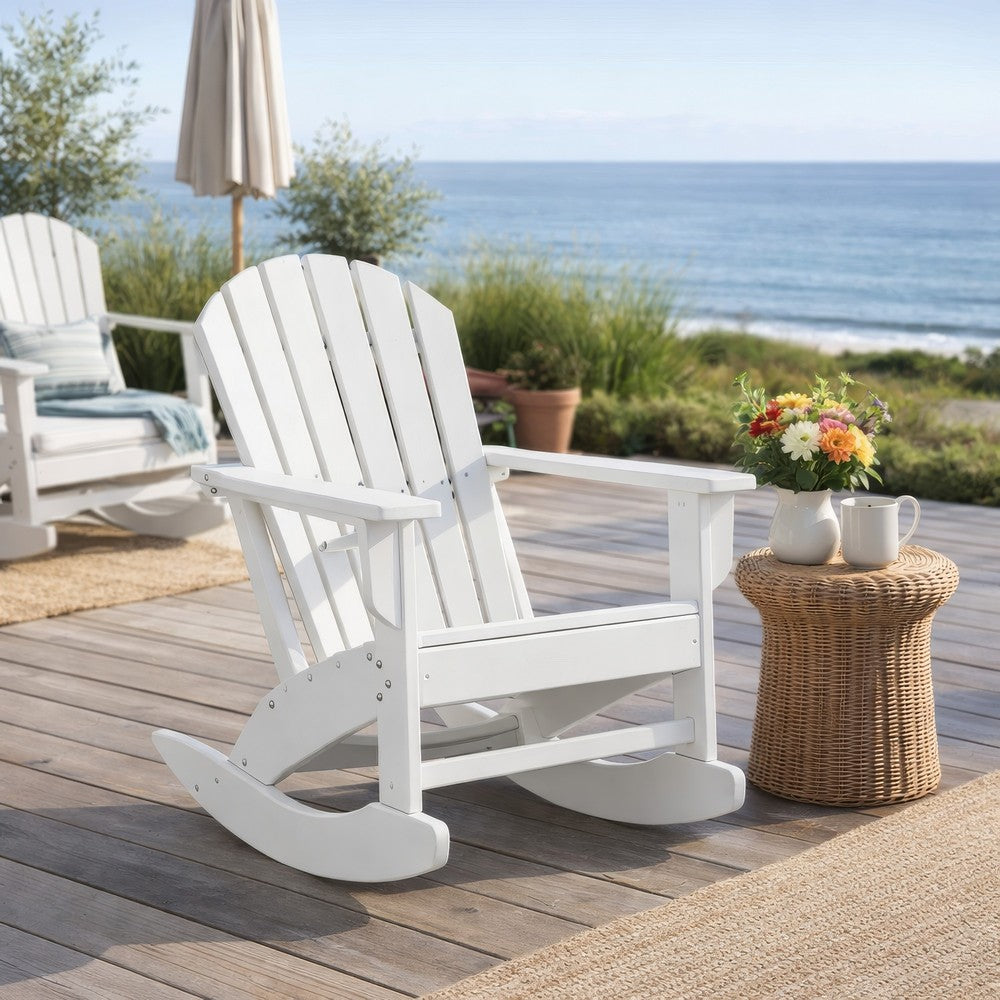 Ashley Sami 35" Outdoor Rocking Chair, Slatted, White Finish