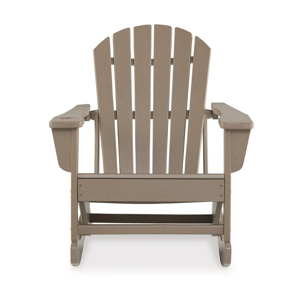 Ashley Sami 35’’ Outdoor Rocking Chair Slatted Brown Finish BM315950