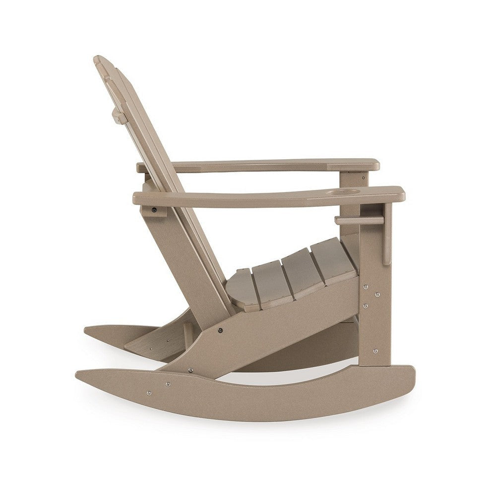 Ashley Sami 35’’ Outdoor Rocking Chair Slatted Brown Finish BM315950