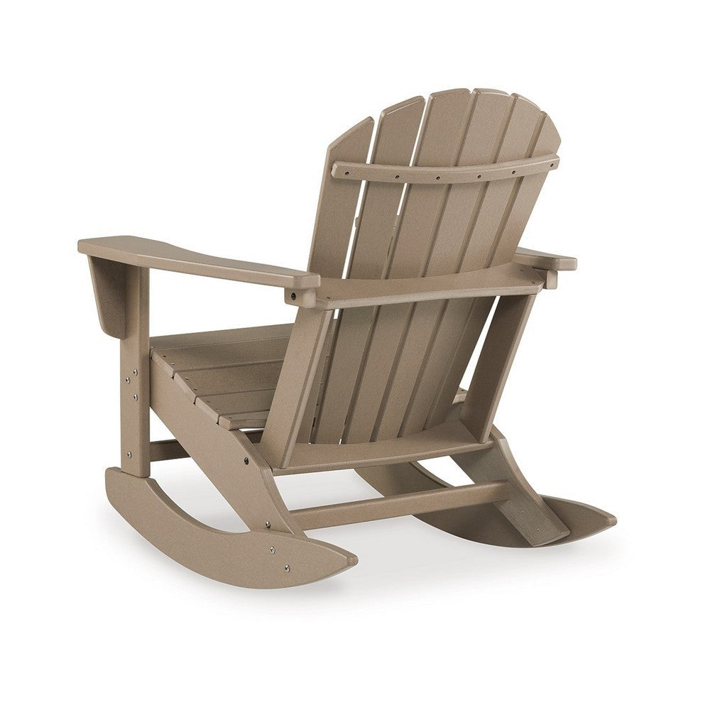 Ashley Sami 35’’ Outdoor Rocking Chair Slatted Brown Finish BM315950