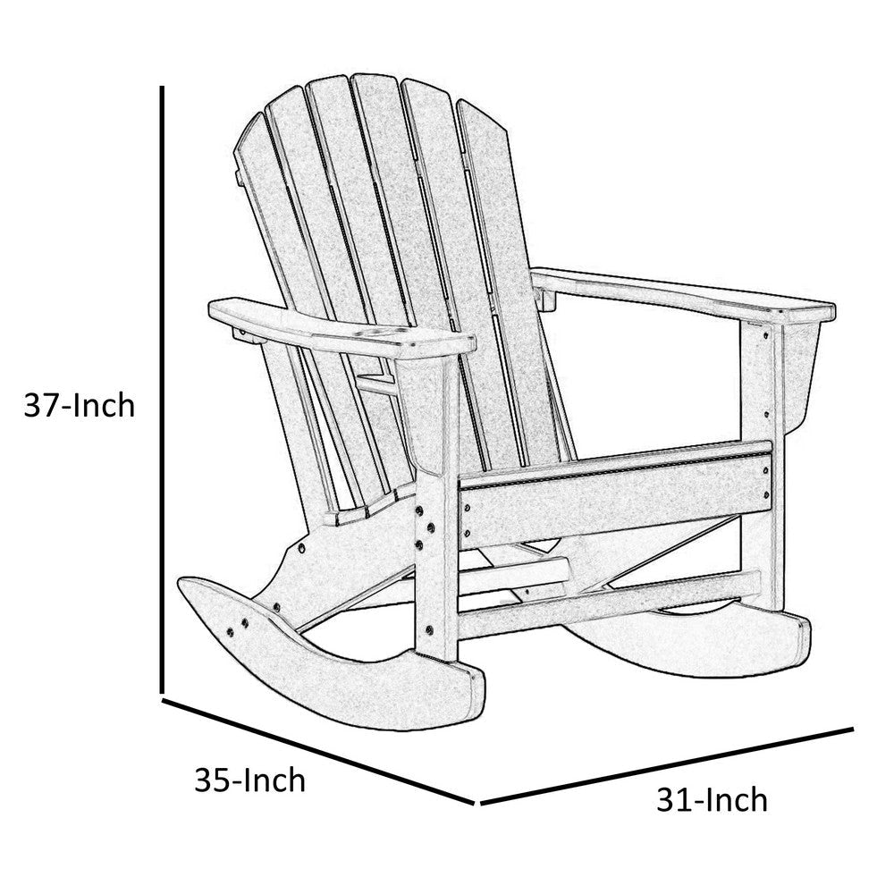 Ashley Sami 35’’ Outdoor Rocking Chair Slatted Brown Finish BM315950
