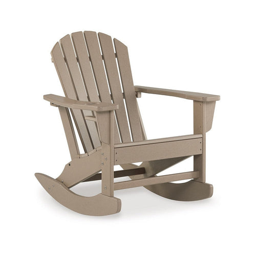 Ashley Sami 35" Outdoor Rocking Chair, Slatted, Brown Finish