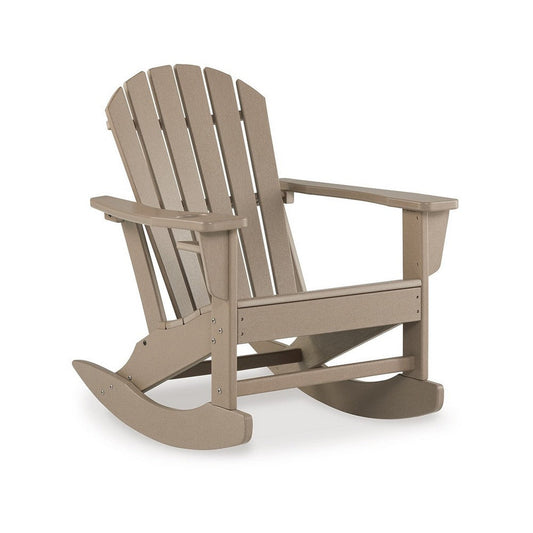 Ashley Sami 35" Outdoor Rocking Chair, Slatted, Brown Finish