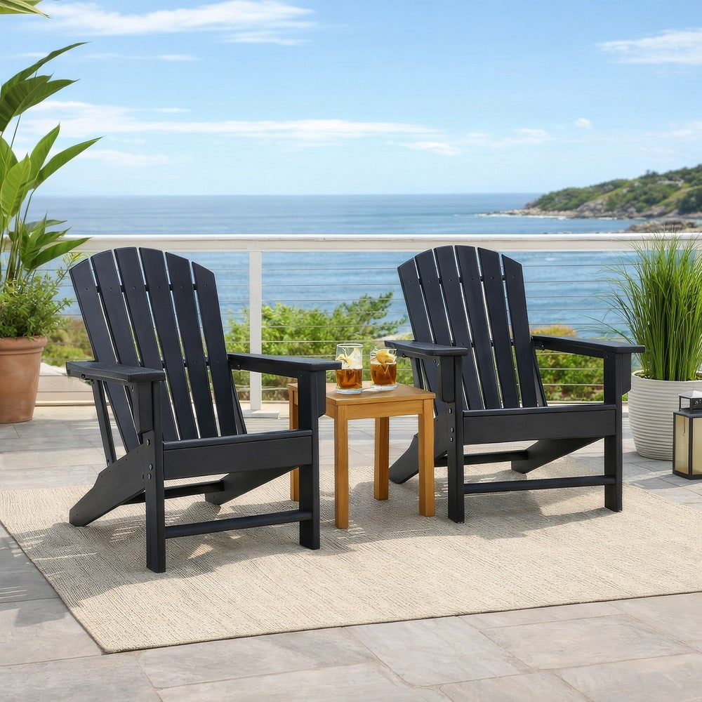 Ashley Sami 33" Outdoor Chair, Slatted Design, Adirondack, Black