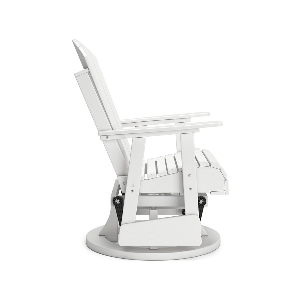 Sami 31 Inch Outdoor Swivel Glider Chair Slatted Adirondack White Finish By Casagear Home BM315952