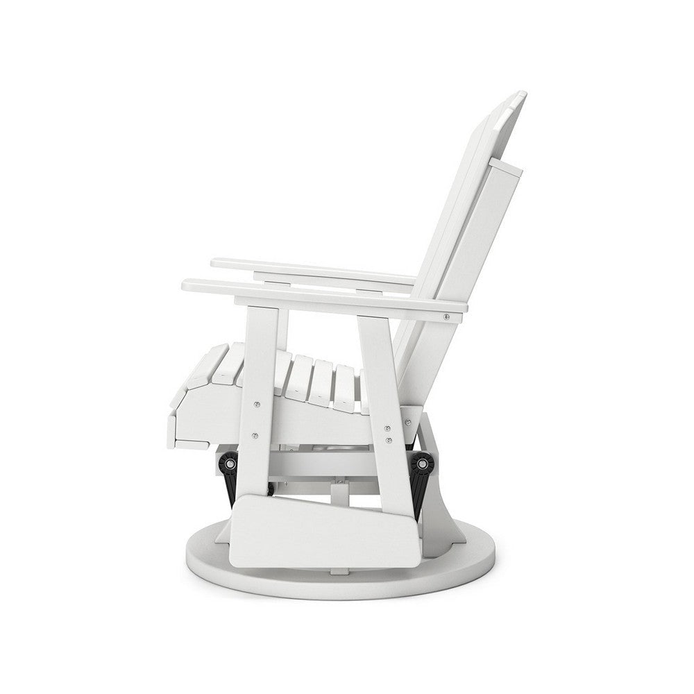 Ashley Sami 31 Inch Outdoor Swivel Glider Chair Slatted Adirondack White Finish BM315952