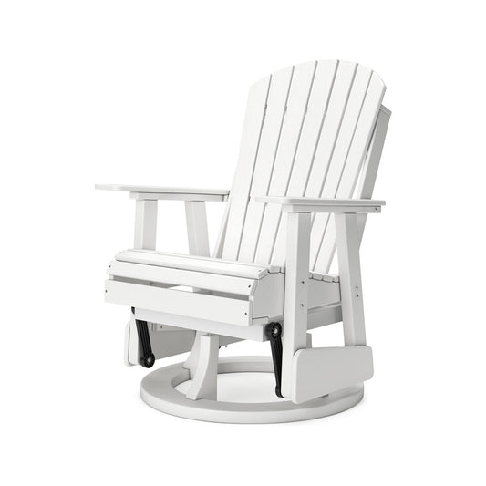 Sami 31 Inch Outdoor Swivel Glider Chair Slatted Adirondack White Finish By Casagear Home BM315952