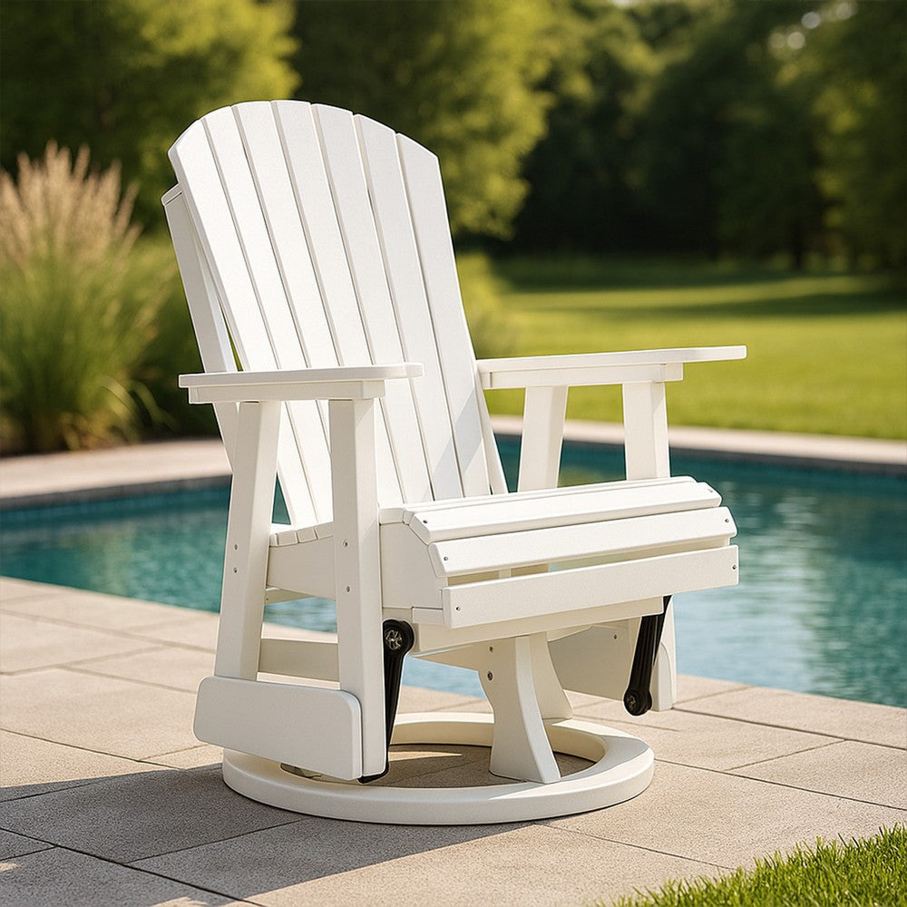 Ashley Sami 31 Inch Outdoor Swivel Glider Chair Slatted Adirondack White Finish BM315952