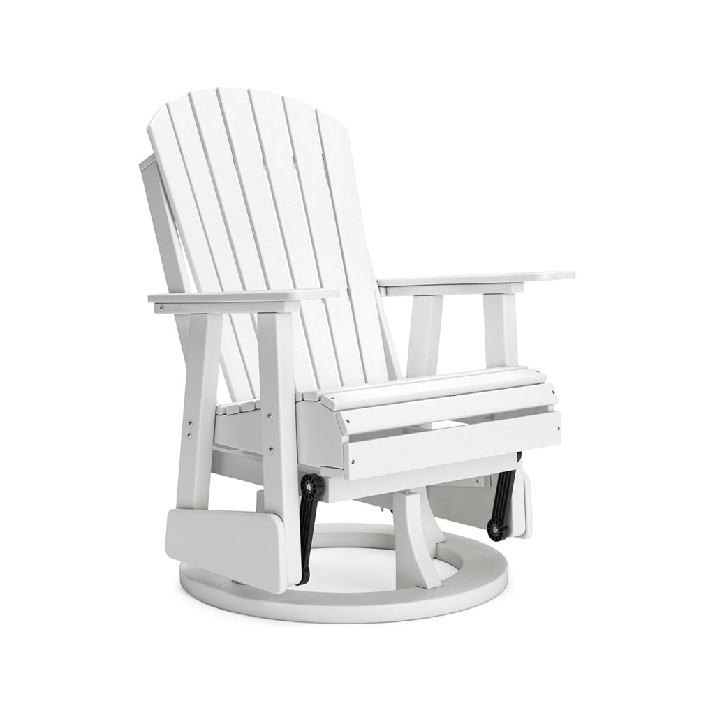 Sami 31 Inch Outdoor Swivel Glider Chair Slatted Adirondack White Finish By Casagear Home BM315952