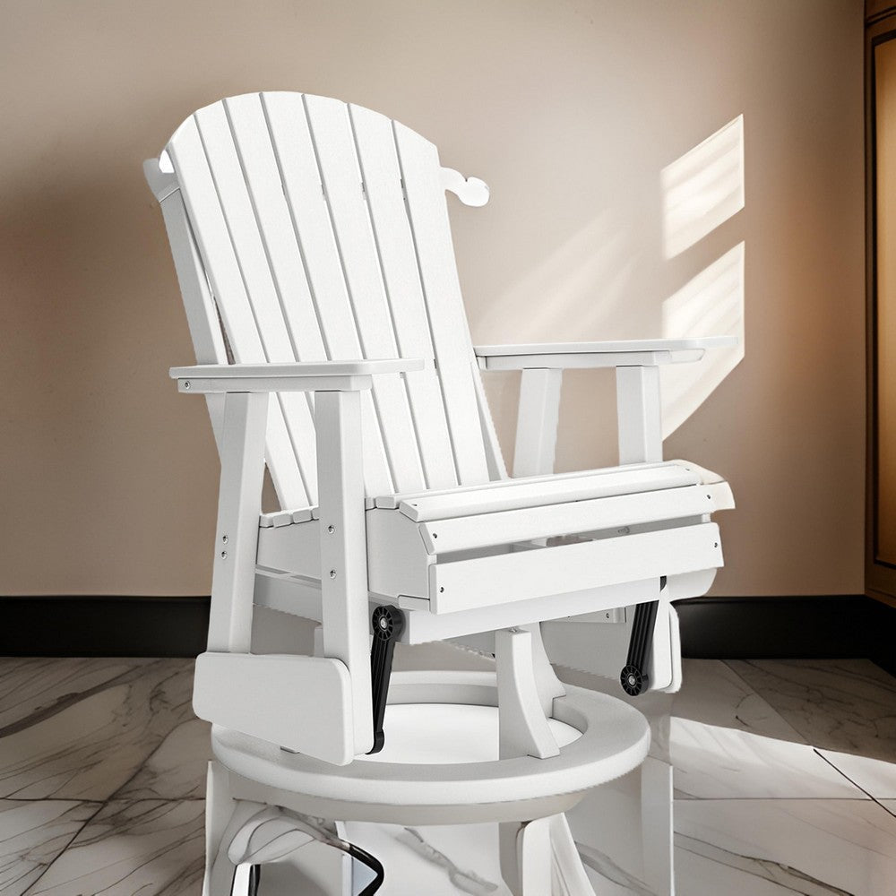 Ashley Sami 31 Inch Outdoor Swivel Glider Chair, Slatted, Adirondack, White Finish