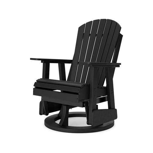 Sami 31 Inch Outdoor Swivel Glider Chair Slatted Adirondack Black Finish By Casagear Home BM315953