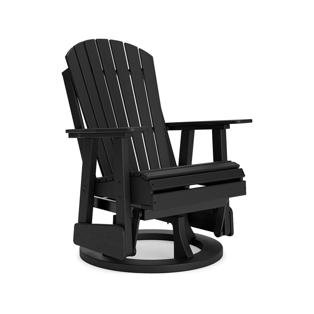 Sami 31 Inch Outdoor Swivel Glider Chair Slatted Adirondack Black Finish By Casagear Home BM315953